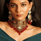 Red Choker With Earrings image 2