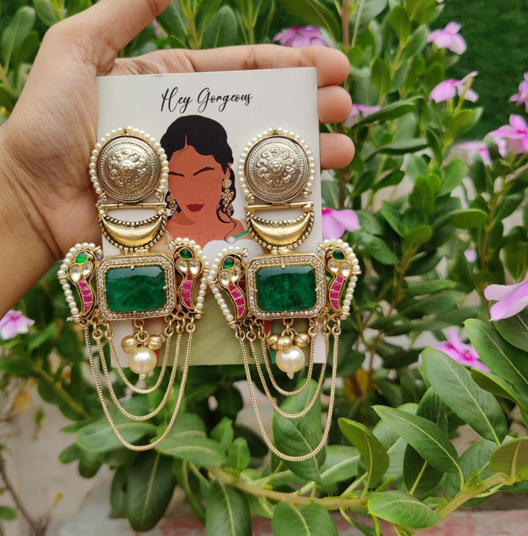 Muskan Earrings - Dark Green image