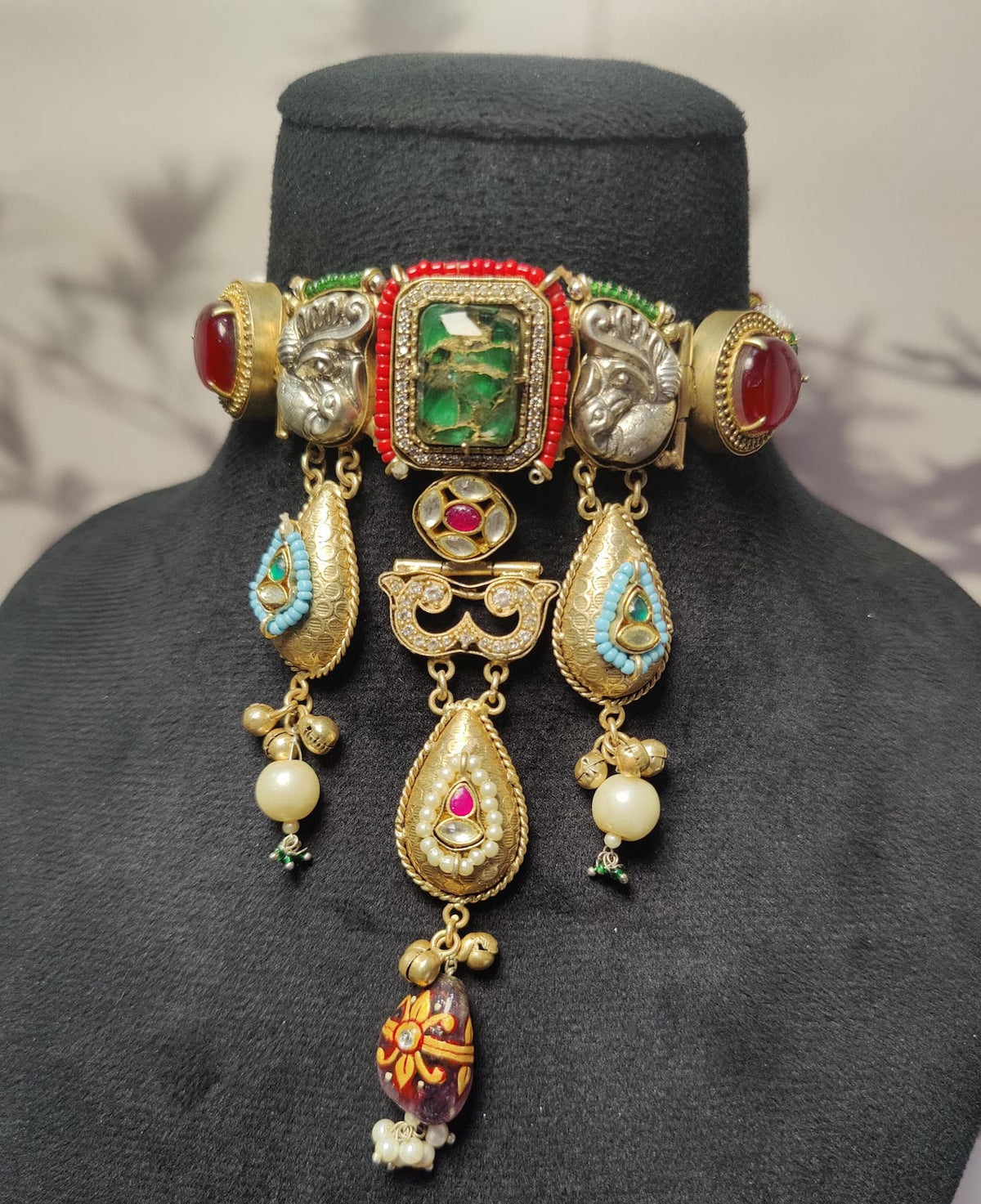 Suhani choker - Green stone image 0