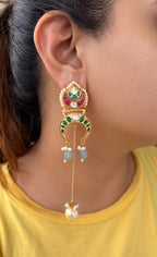 Binni Earrings - Pink and Dark Green image