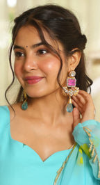 Darpan Earrings- Sabyasachi - Pink and Blue image