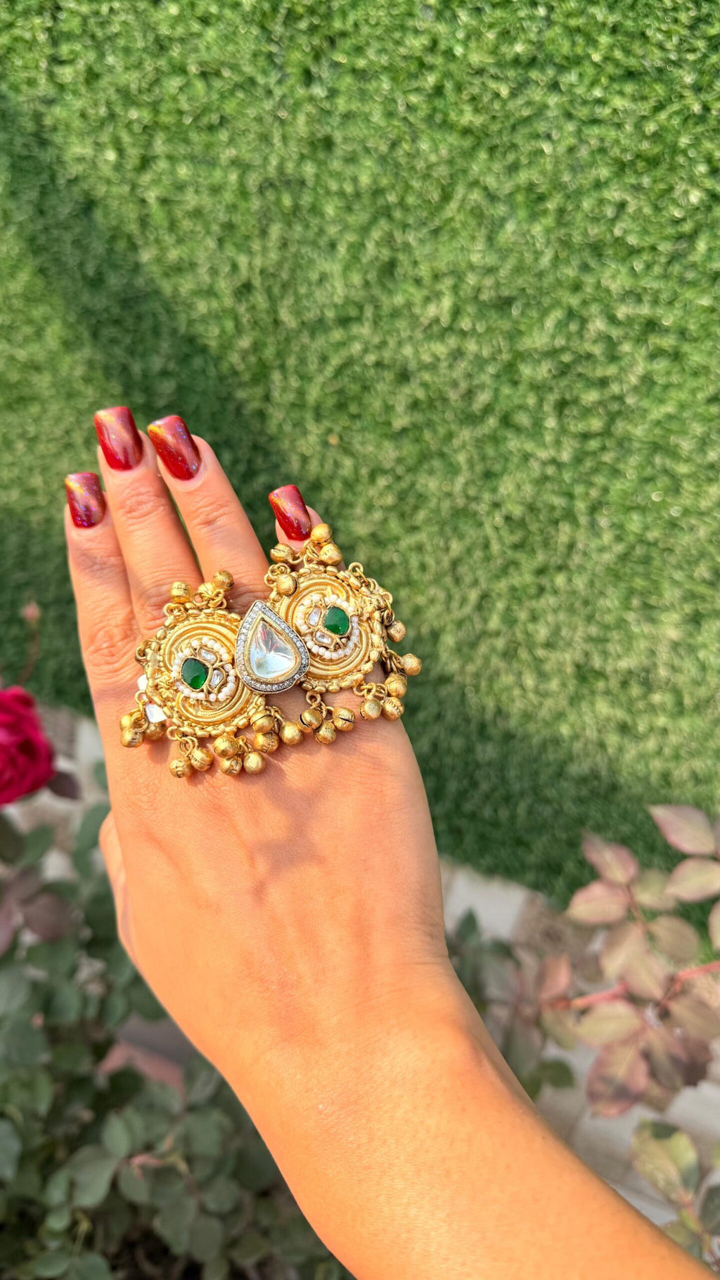 Dual Kundan Polki rings image 1