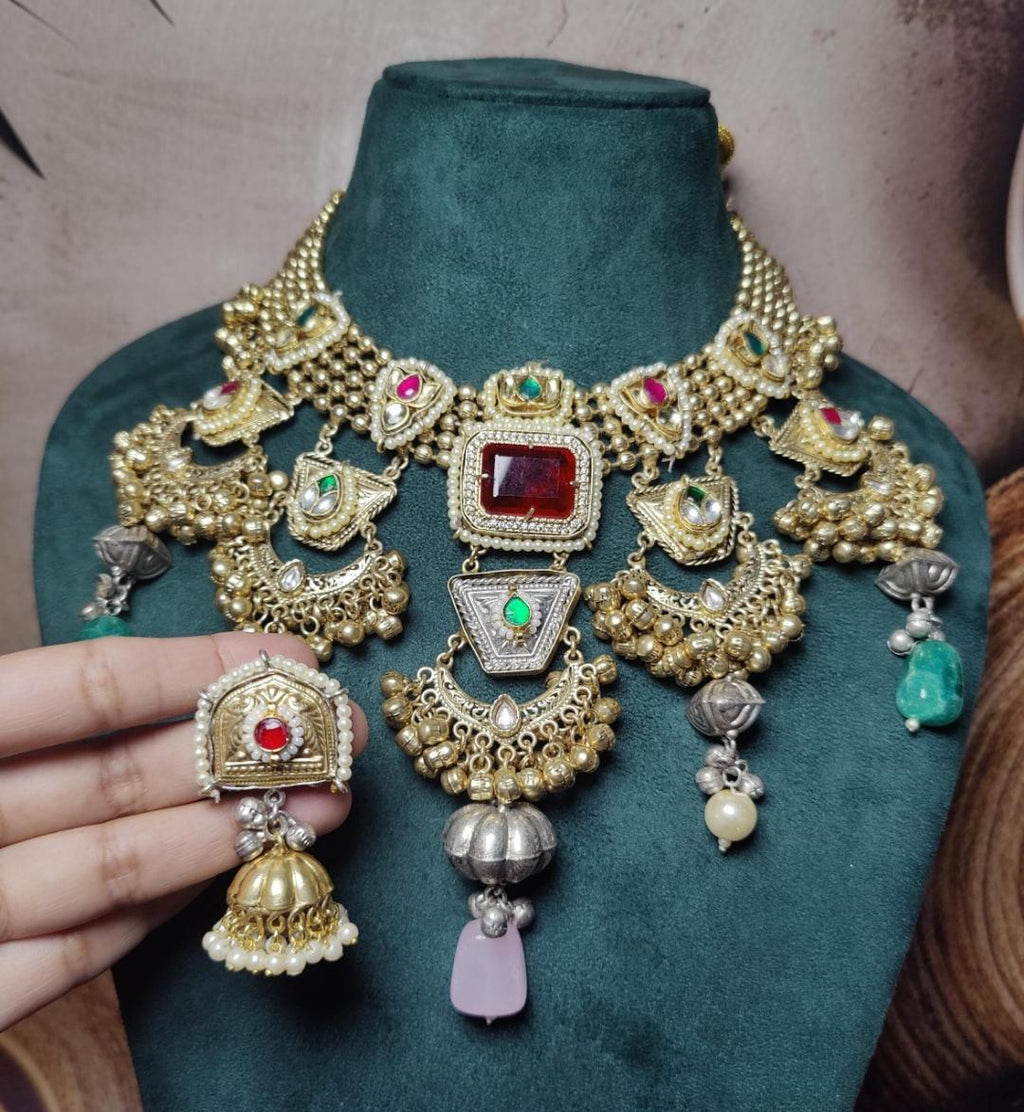 Bridal neckpiece with small jhumki image 10
