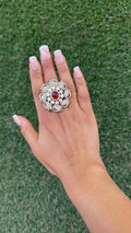 Flower zercon ring- red image 0