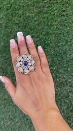 Flower zercon ring- blue image 0