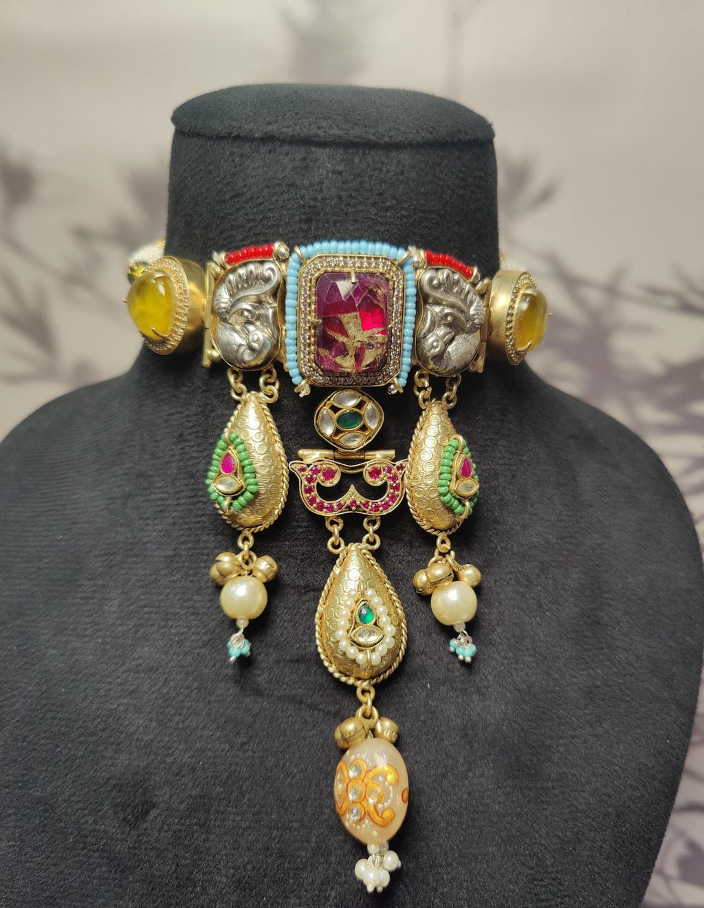 Suhani choker- hot pink stone image 0