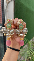 Aria earrings with baby pink drop image 1