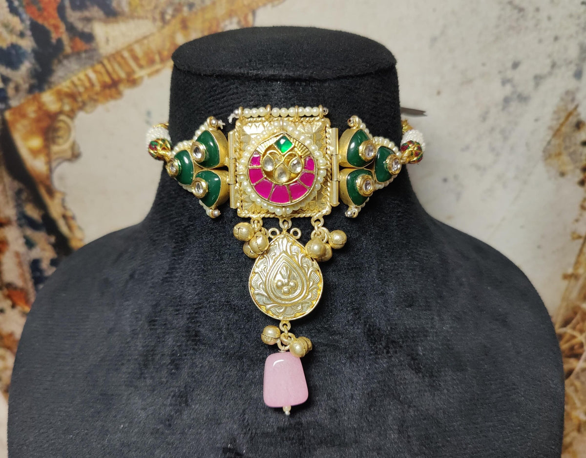 Ishani choker - dark green image 1