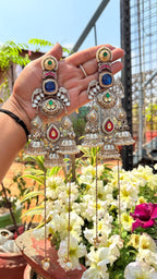 Naaz Kashmiri earrings Silver blue image 1