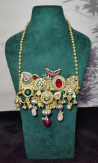 Radha neckpiece-red and pink colour image 0