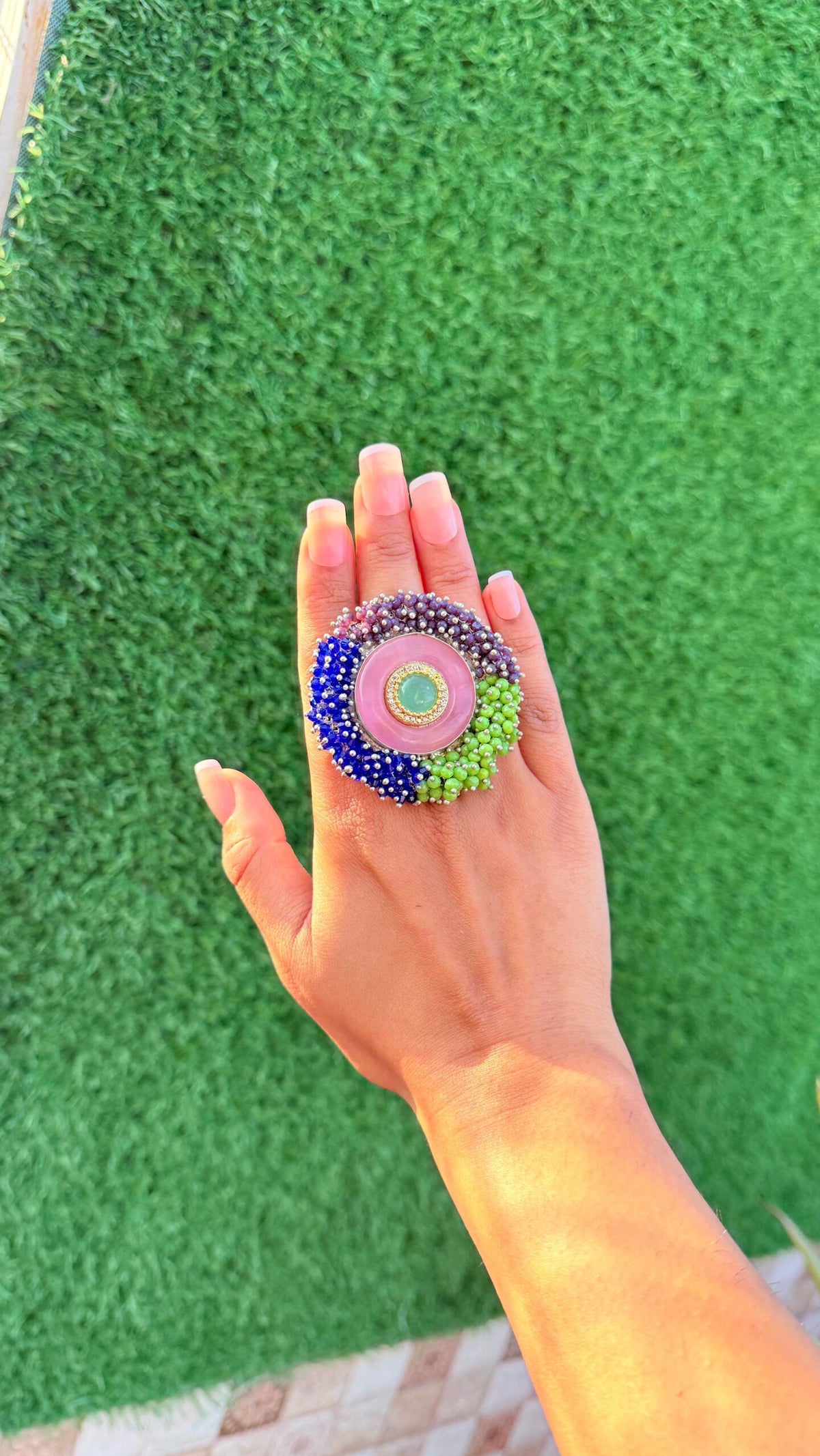 Multi colored rings with silver base image 0