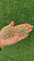 Precious stone studs - turquoise colour image 0