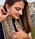 long kashmiri earrings-Silver colour image 0