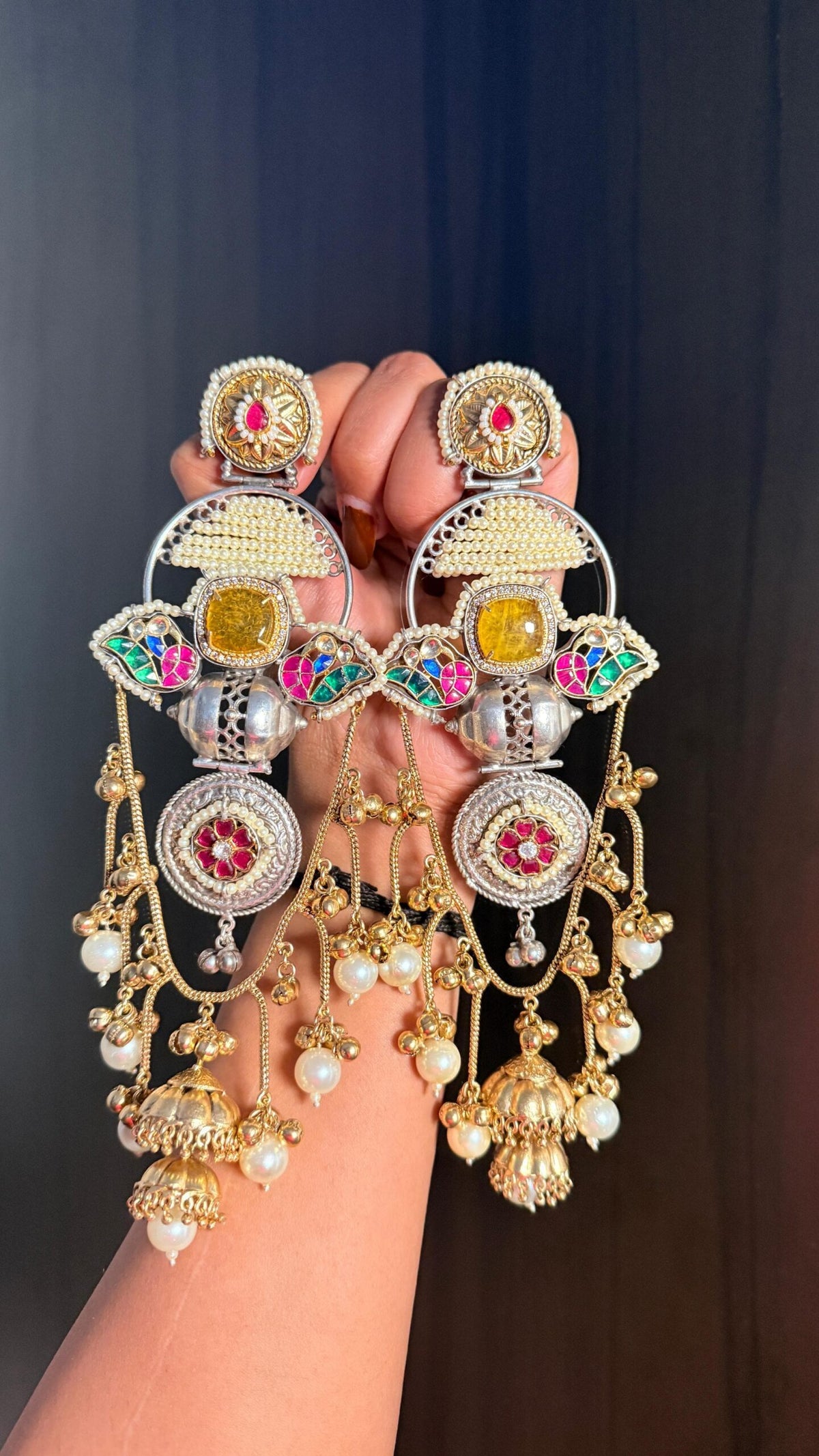 Anika earrings - Yellow Silver image 0