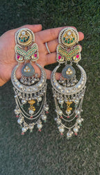 Soha Earrings - Blue Silver image