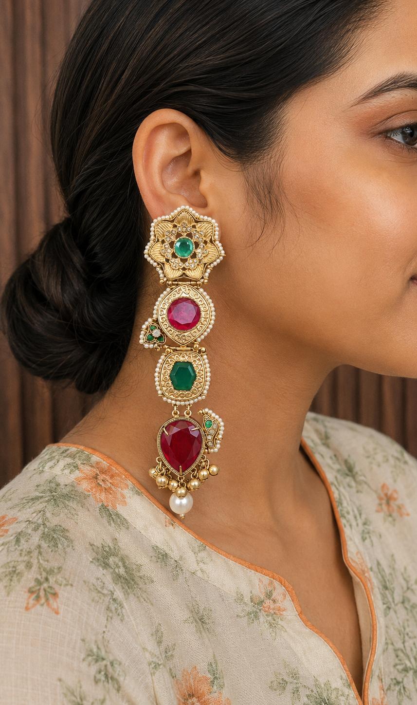 Dulhaniya Earrings4 - Earrings with hair chain image