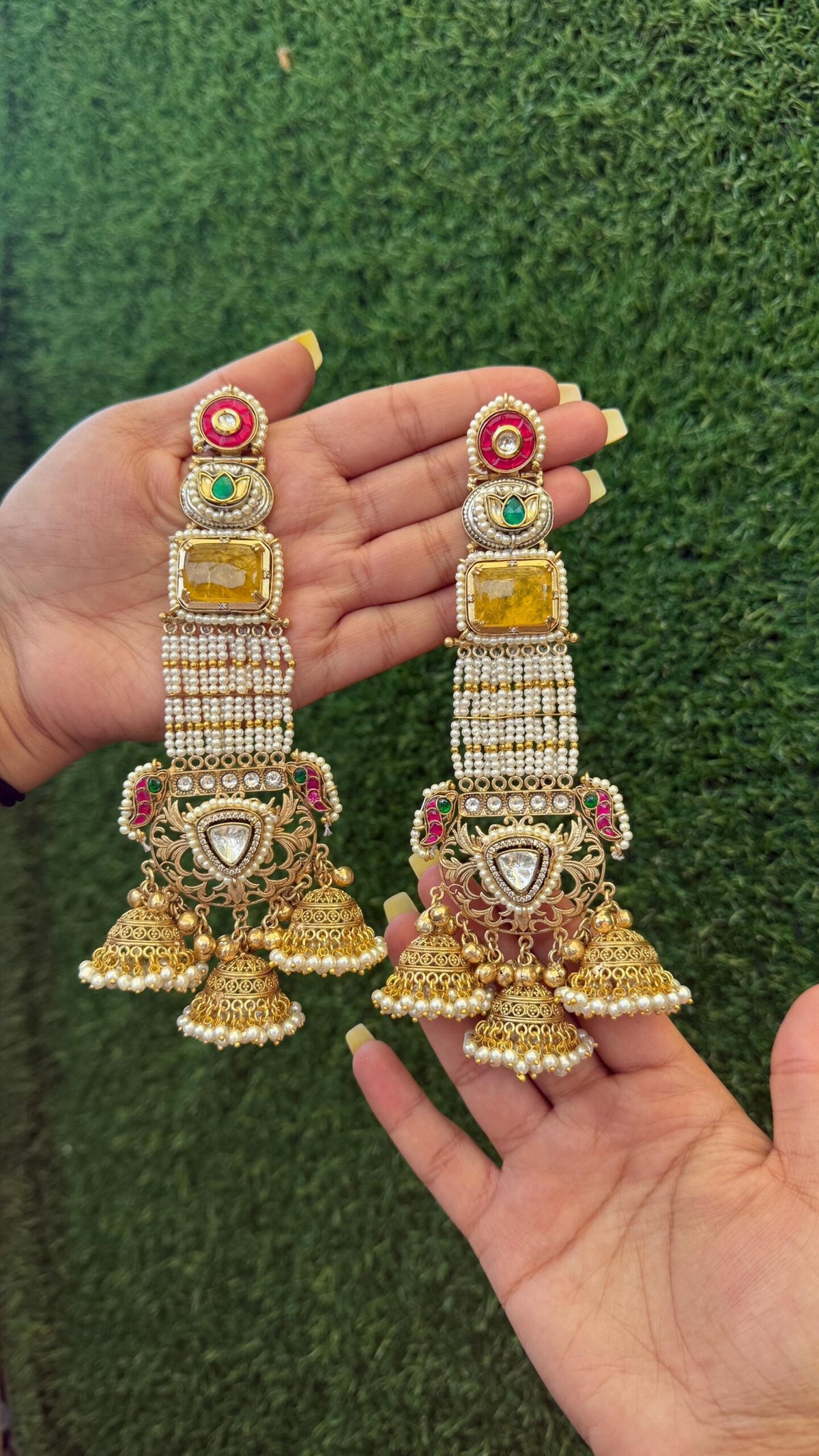 Afra jhumka- yellow colour image 0