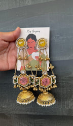 Maha Jhumka - Yellow and Pink image