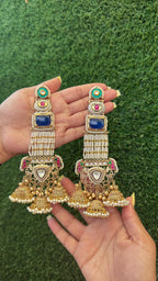 Afra jhumka- blue colour image 1