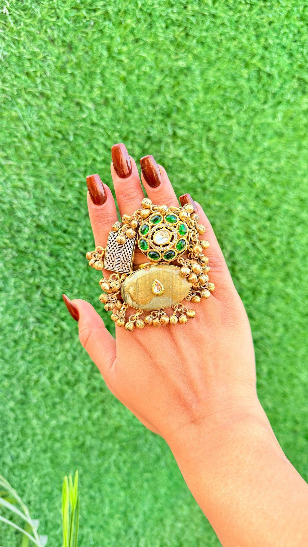 Radhika ring- grey yellow stone image 1