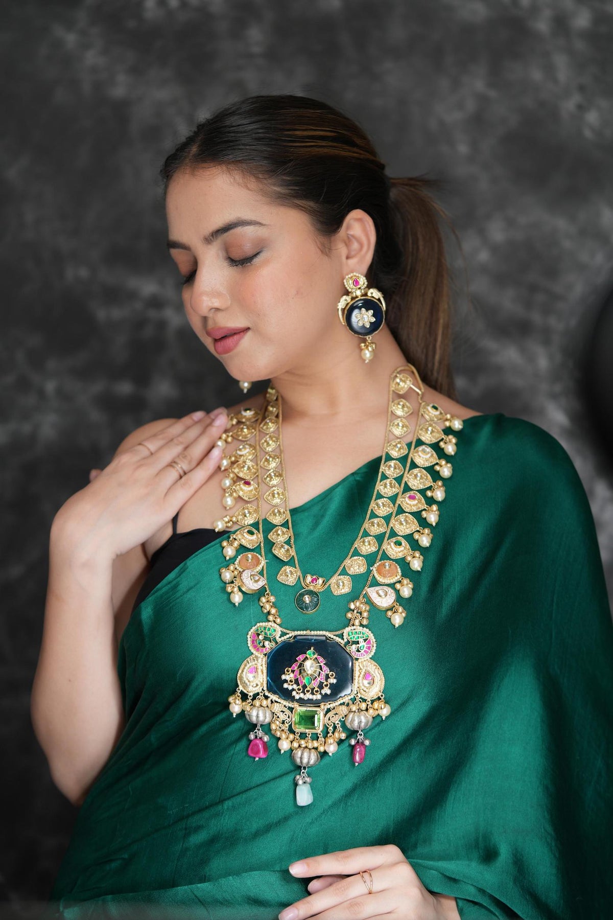 Maharani double layered blue long haar image 5