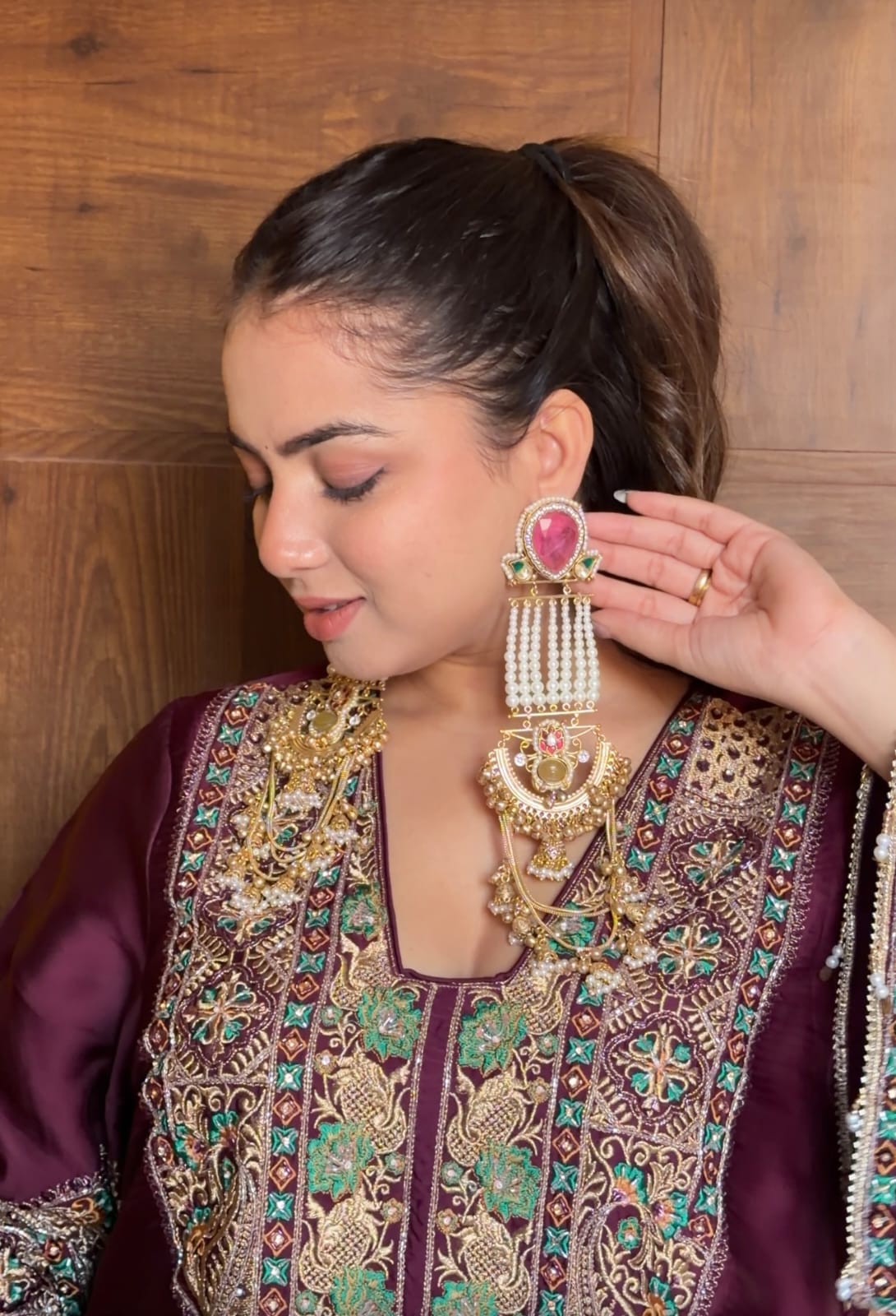 Vedika Earrings- pink and yellow colour