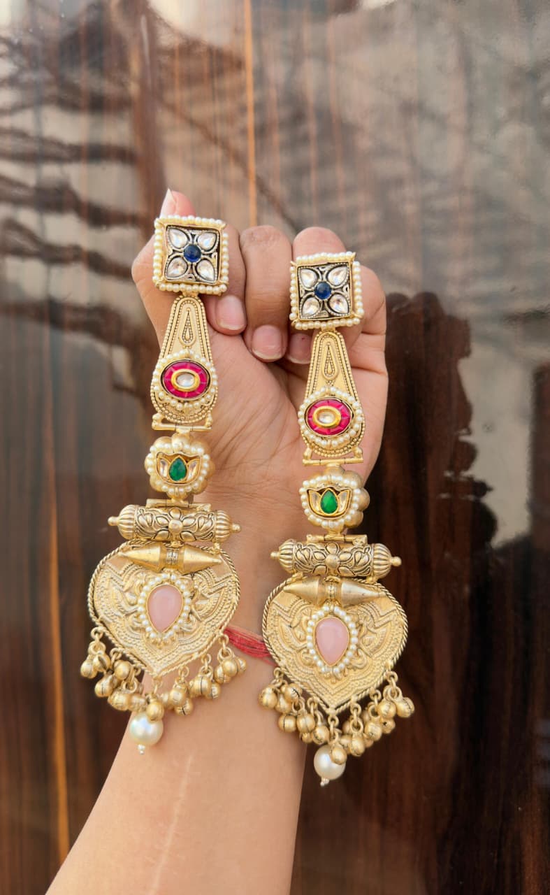 Disha Earrings- Pink color