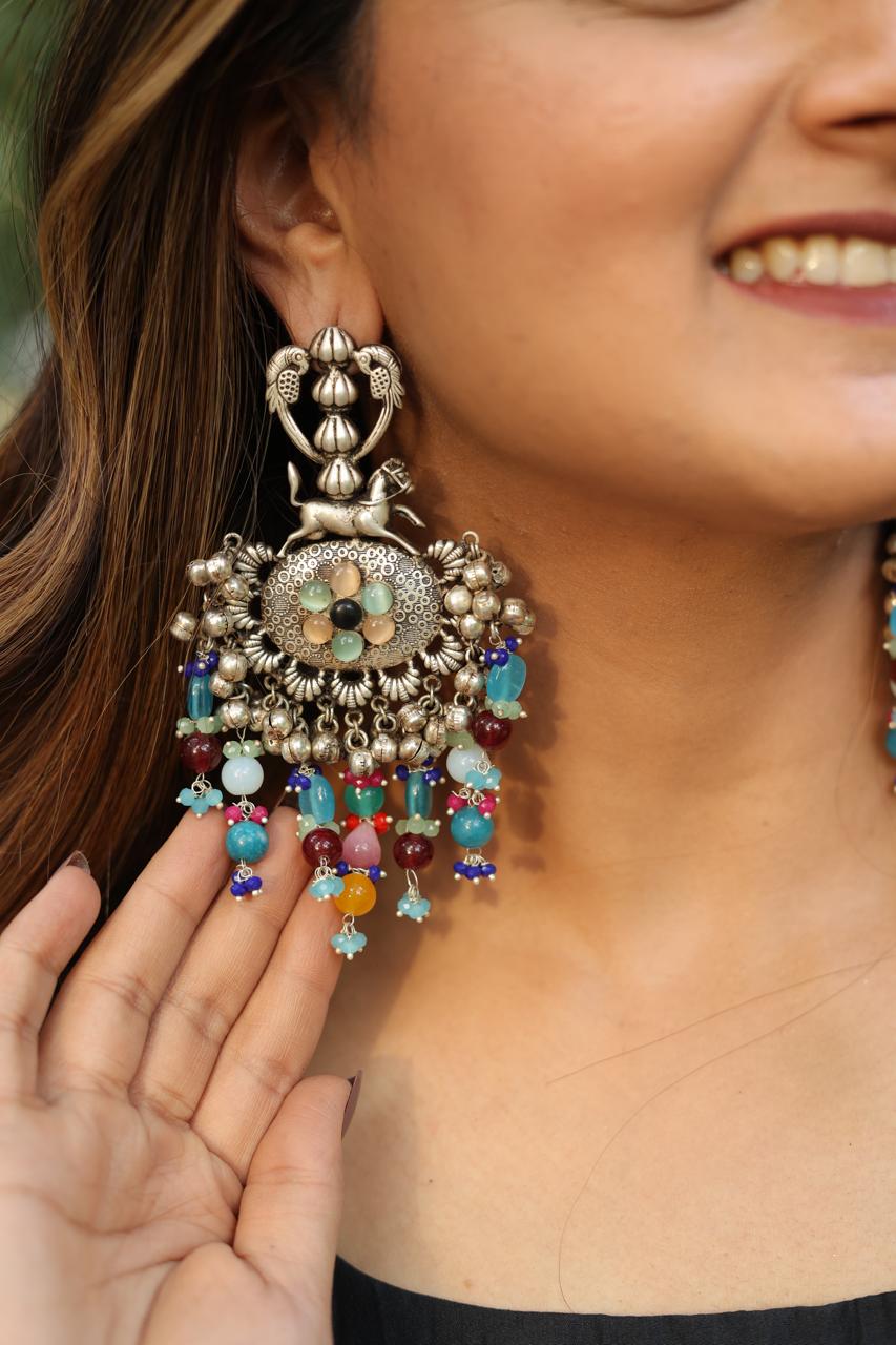 Afghani Jhumka- multicolour